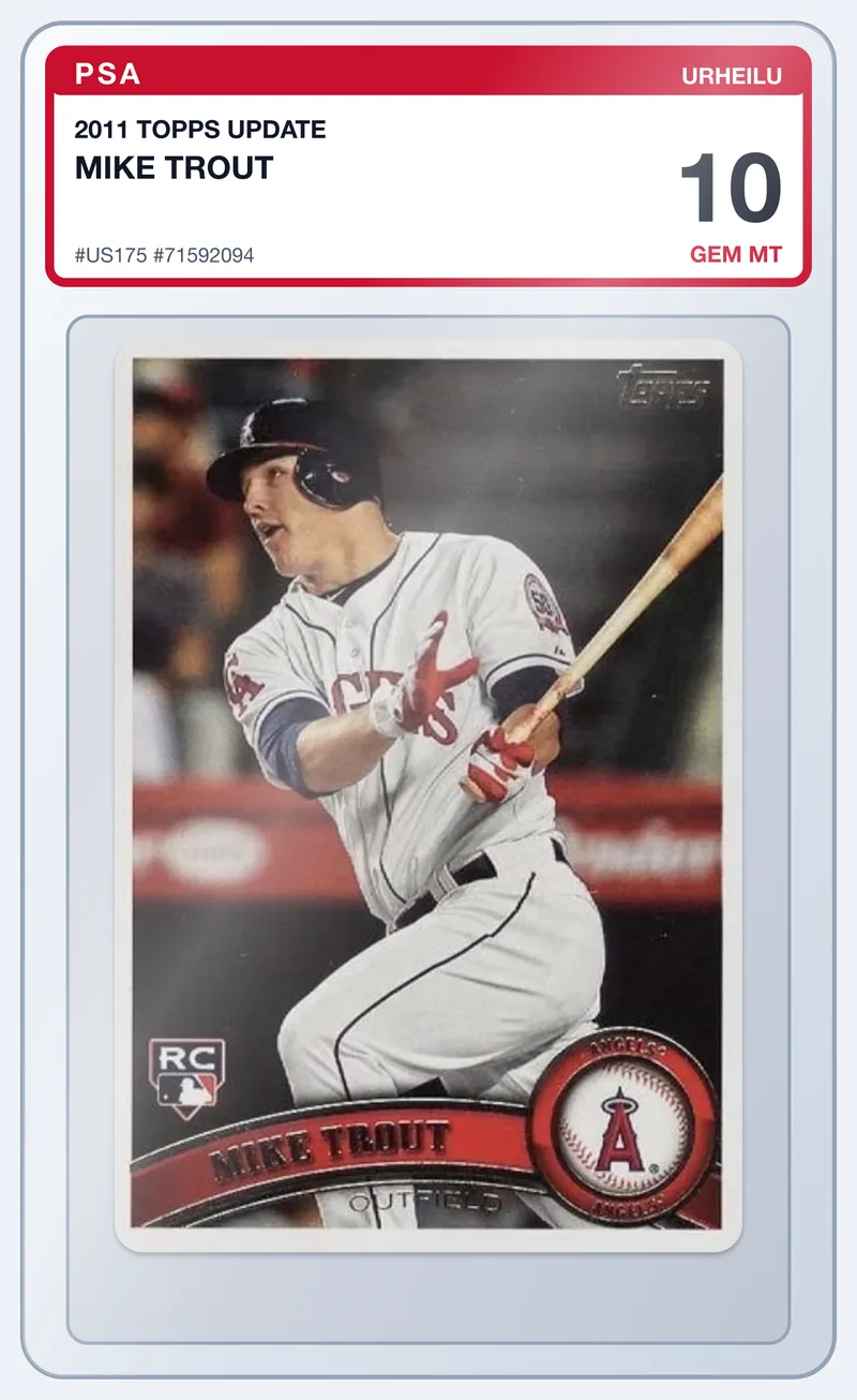 Mike Trout 2011 Topps Update Rookie #US175 – PSA 10 – slab edestä