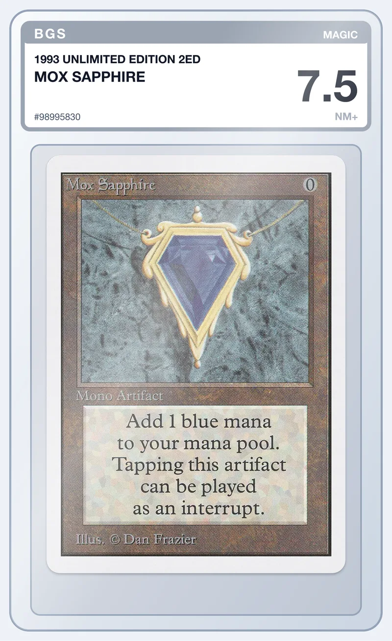 Mox Sapphire (Unlimited) – BGS 7.5 – slab edestä