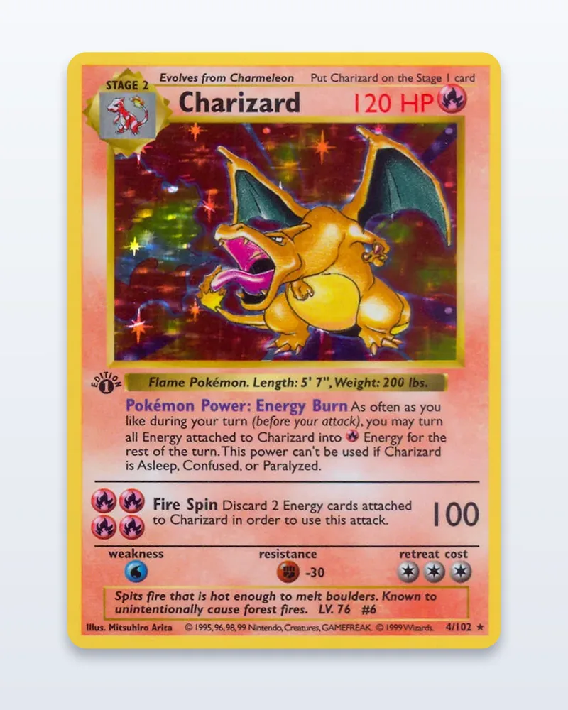 Charizard 4/102 Base Set Holo – EX – etupuoli