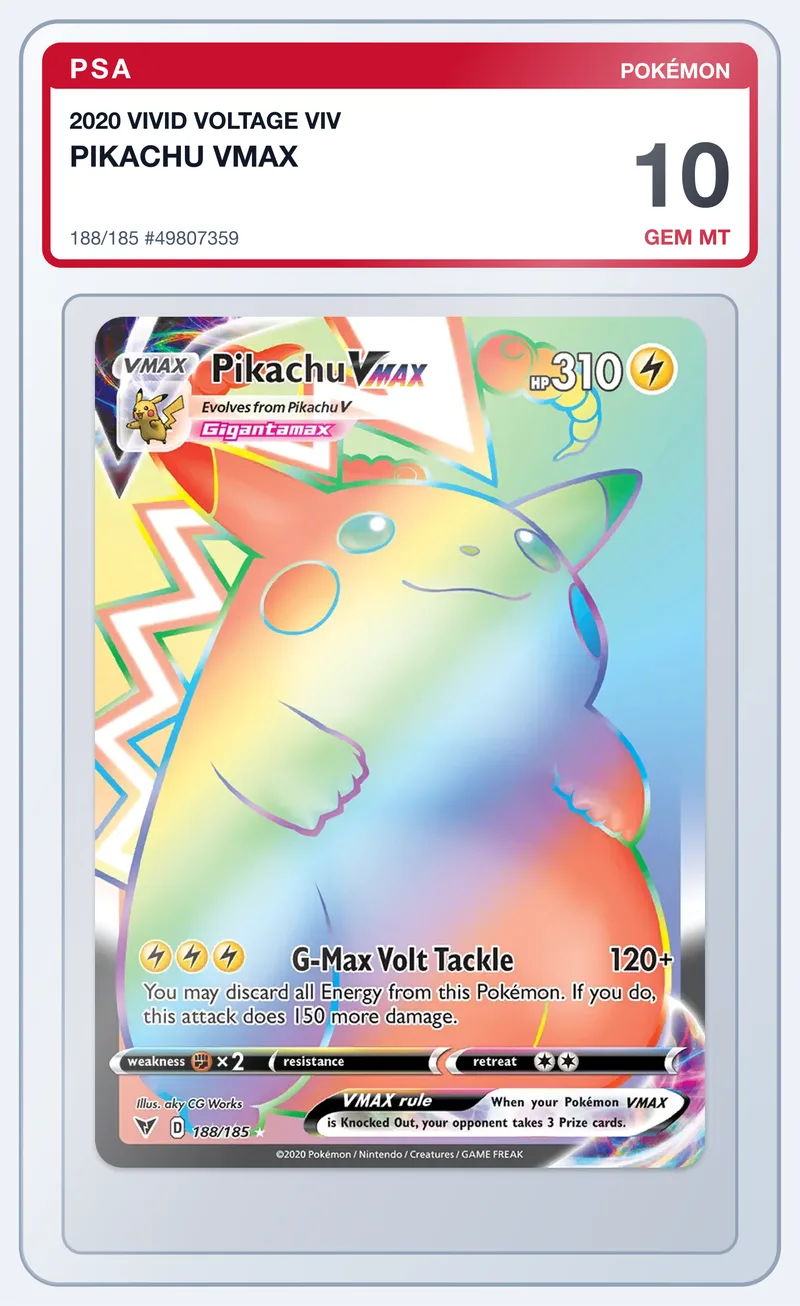 Pikachu VMAX 188/185 Vivid Voltage – PSA 10 – slab edestä