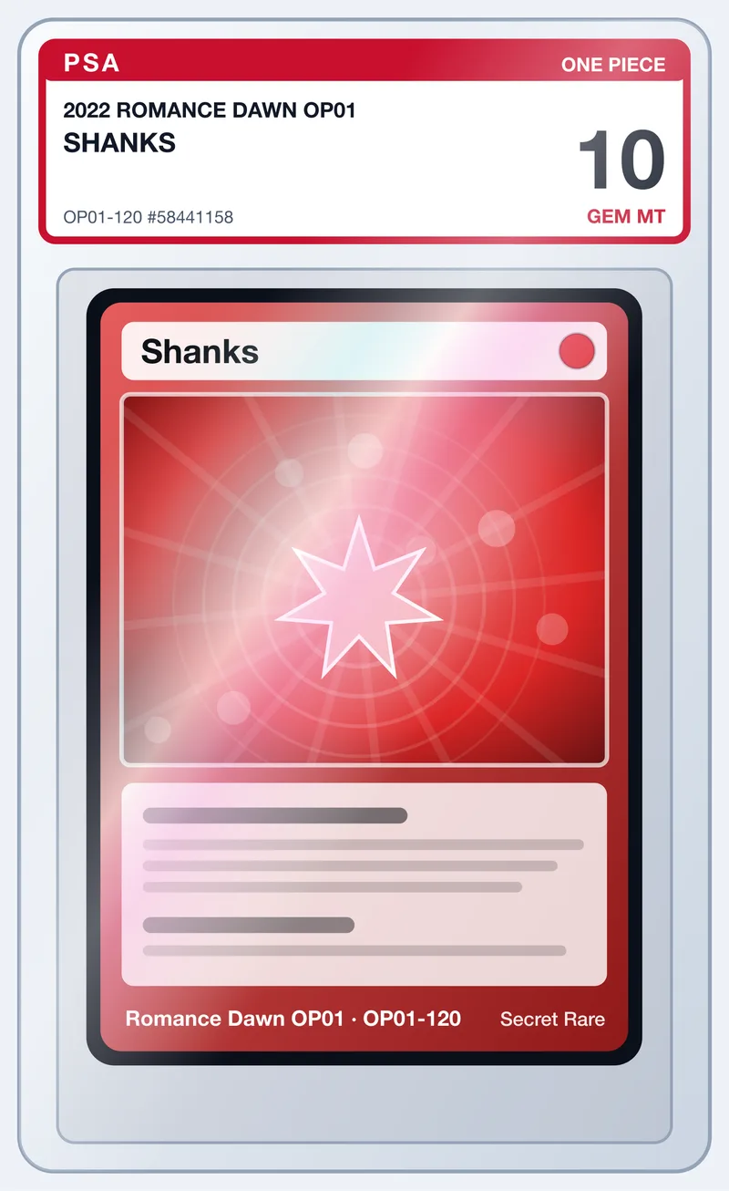 Shanks OP01-120 Romance Dawn – PSA 10 – slab edestä