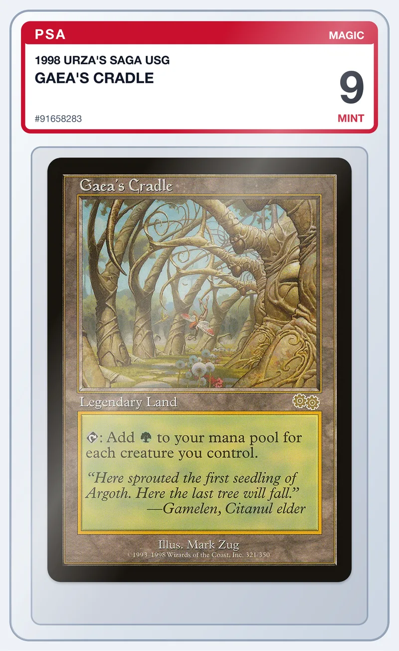 Gaea's Cradle Urza's Saga – PSA 9 – slab edestä
