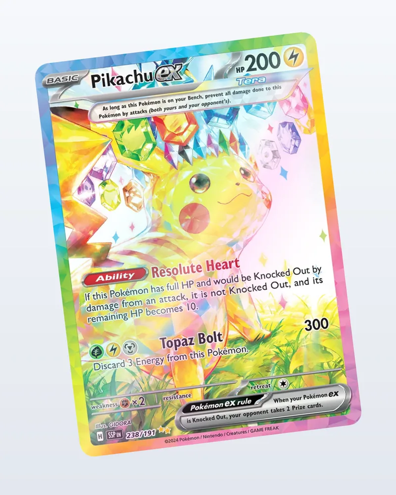 Pikachu ex – holo valossa