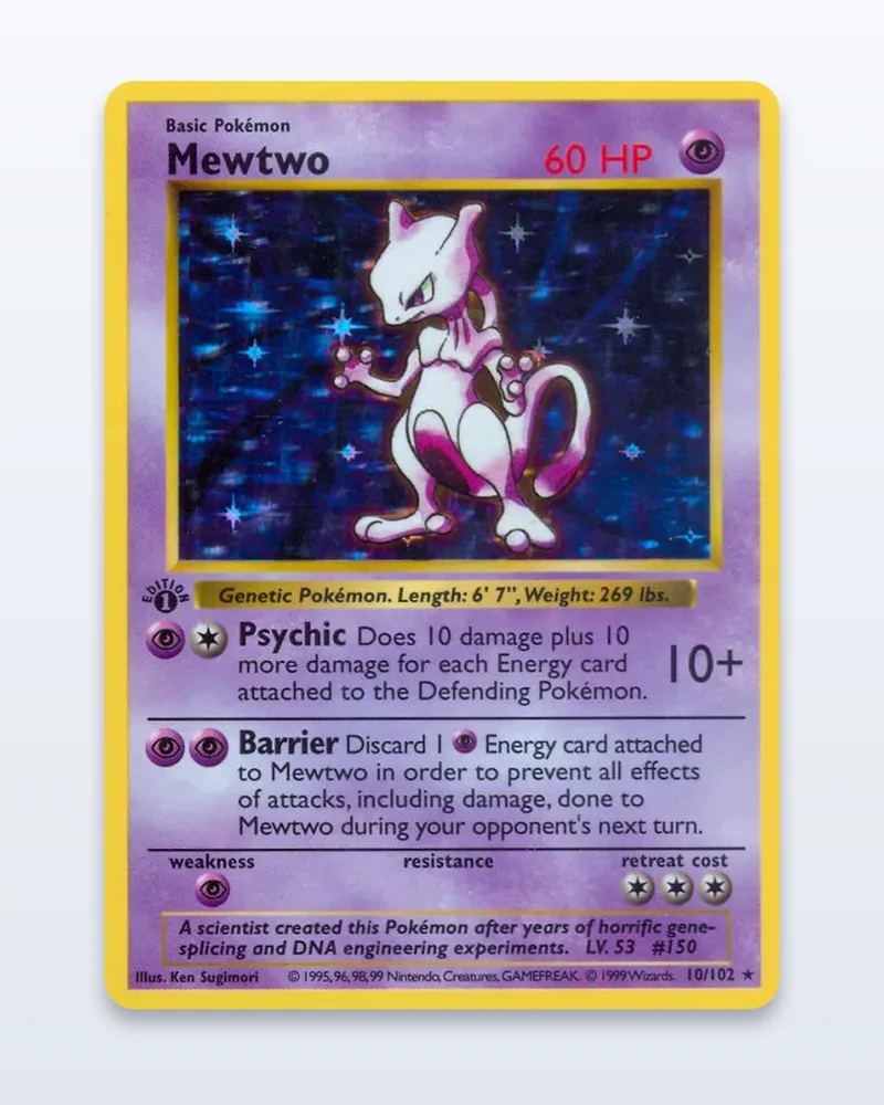 Mewtwo 10/102 Base Set Holo – NM – etupuoli