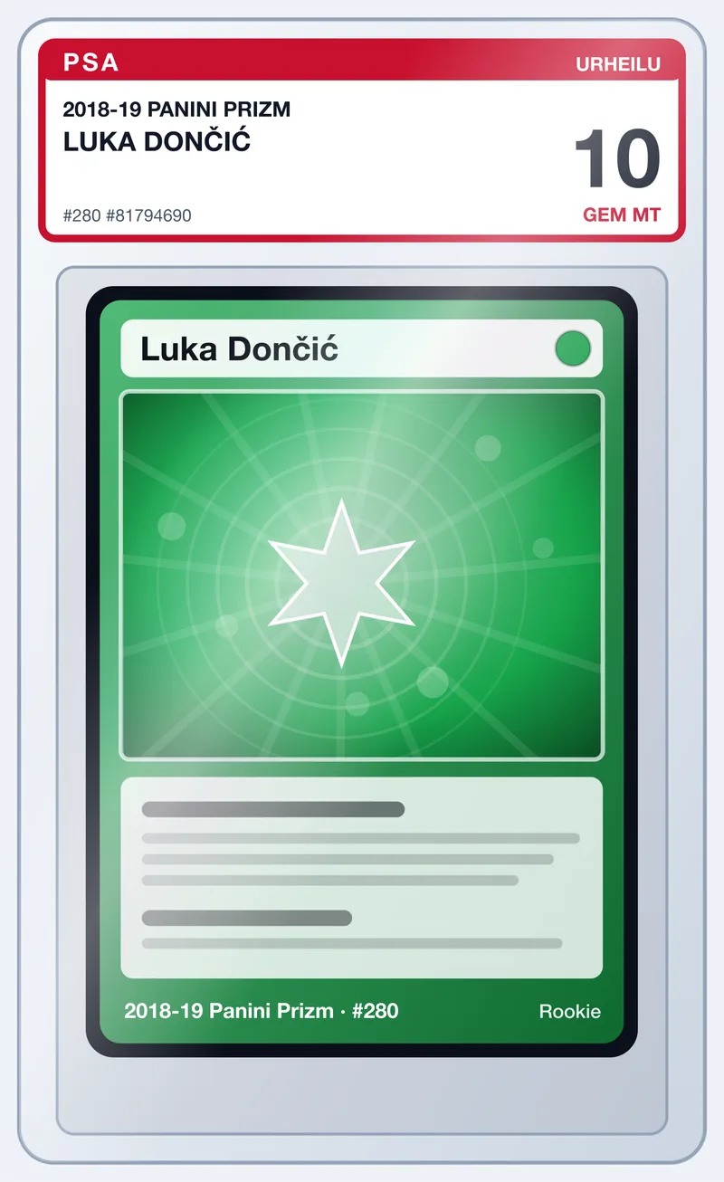 Luka Dončić 2018-19 Panini Prizm Rookie #280 – PSA 10 – slab edestä