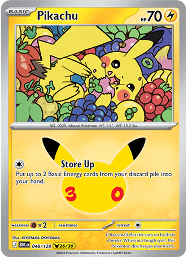 Pikachu 048/128 30th Celebration – NM