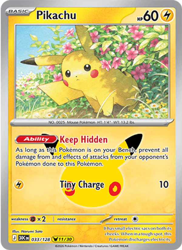 Pikachu 033/128 30th Celebration – NM