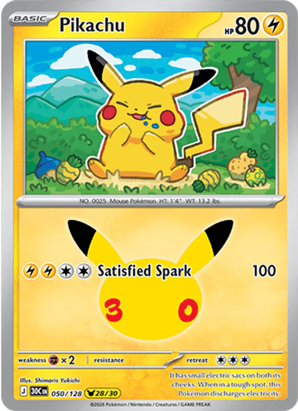 Pikachu 050/128 30th Celebration – NM