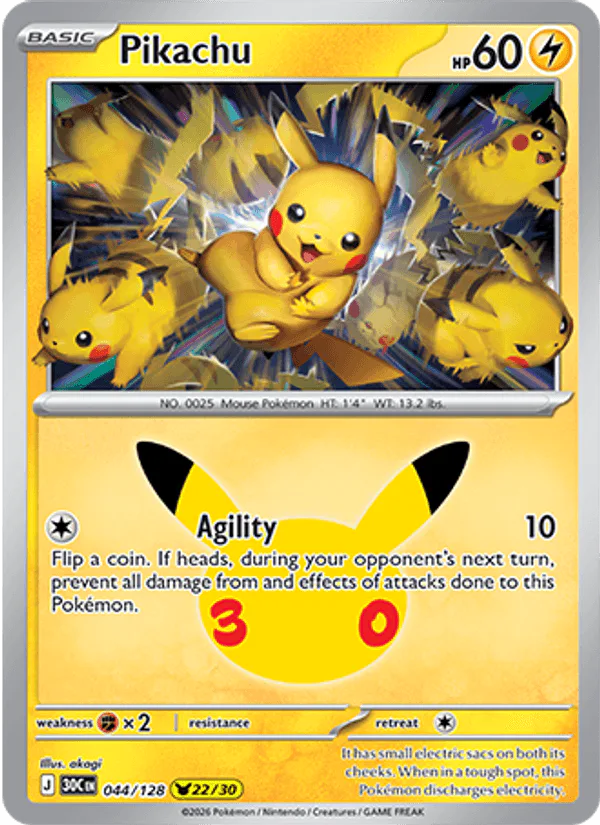 Pikachu 044/128 30th Celebration – NM