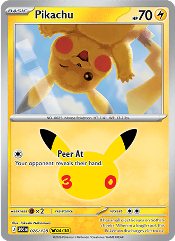 Pikachu 026/128 30th Celebration – NM