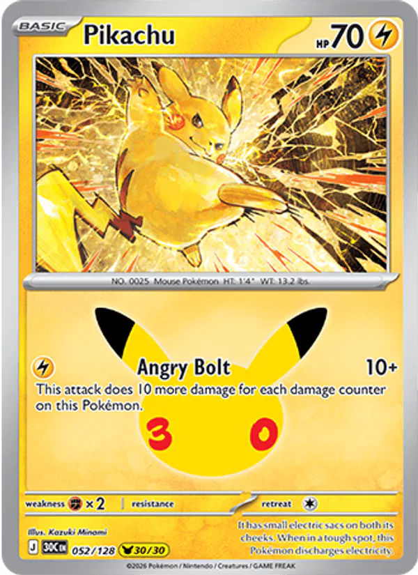 Pikachu 052/128 30th Celebration – NM