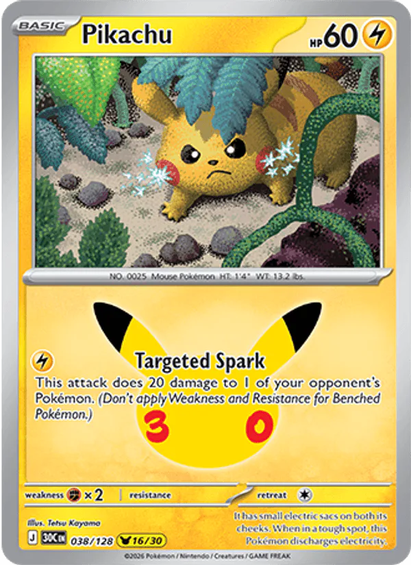 Pikachu 038/128 30th Celebration – NM
