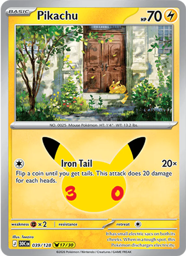Pikachu 039/128 30th Celebration – NM