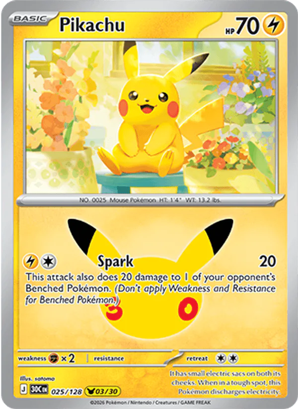 Pikachu 025/128 30th Celebration – NM
