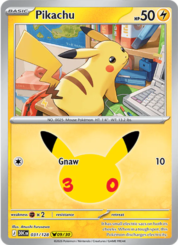 Pikachu 031/128 30th Celebration – NM