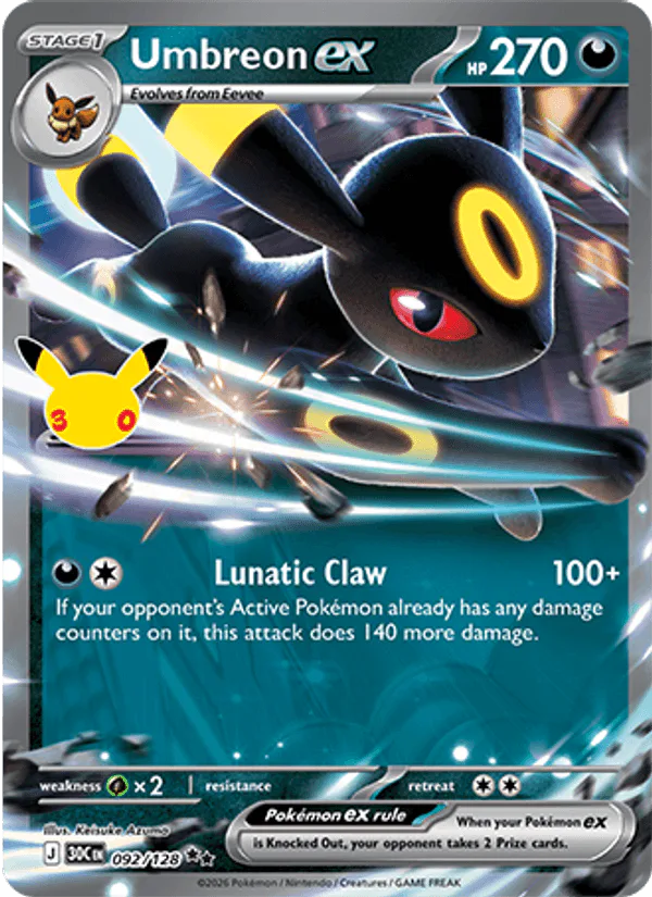 Umbreon ex 092/128 30th Celebration – NM