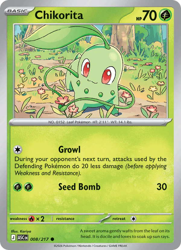 Chikorita 008/217 Ascended Heroes Friend Ball Reverse Holo – NM