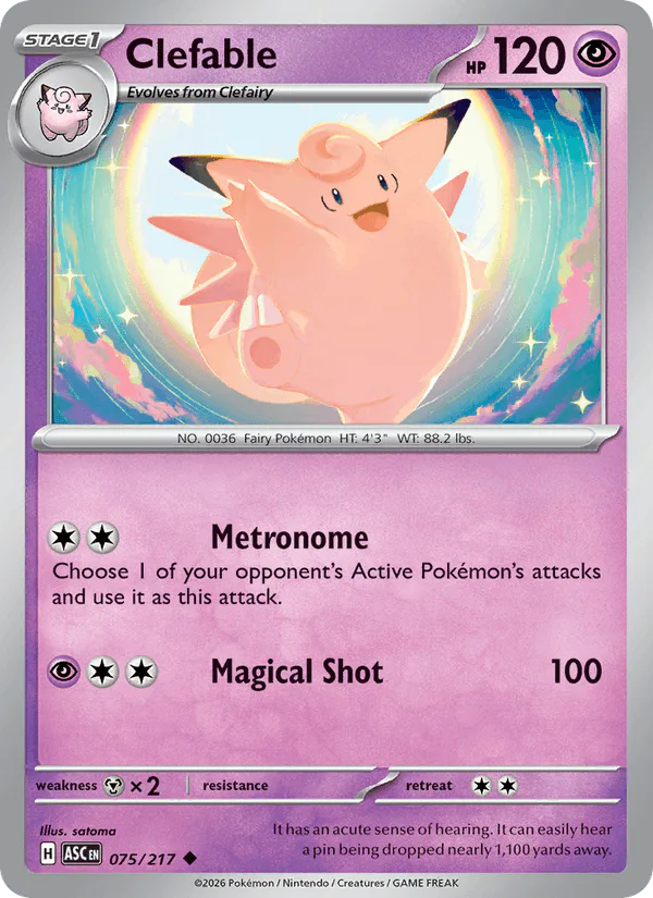 Clefable 075/217 Ascended Heroes Love Ball Reverse Holo – NM