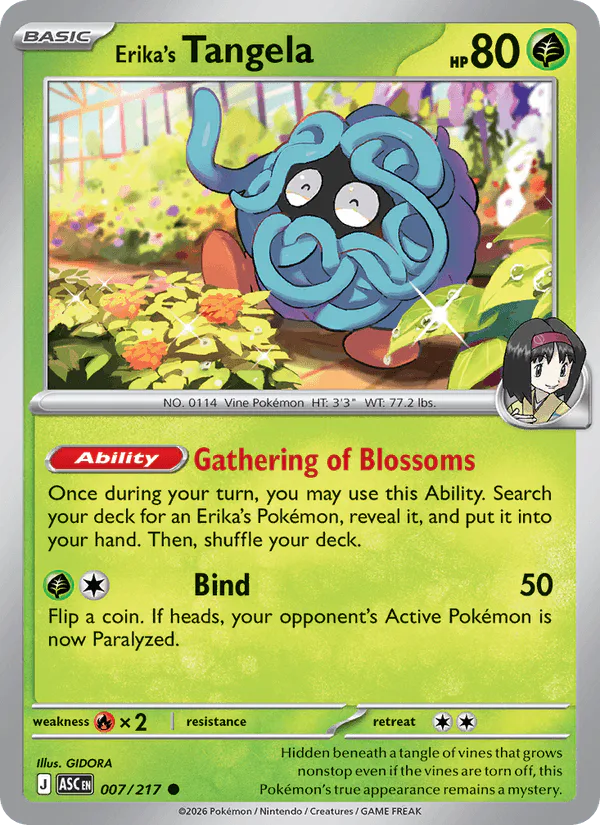 Erika's Tangela 007/217 Ascended Heroes Reverse Holo – NM