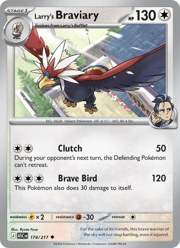 Larry's Braviary 174/217 Ascended Heroes Poké Ball Reverse Holo – NM