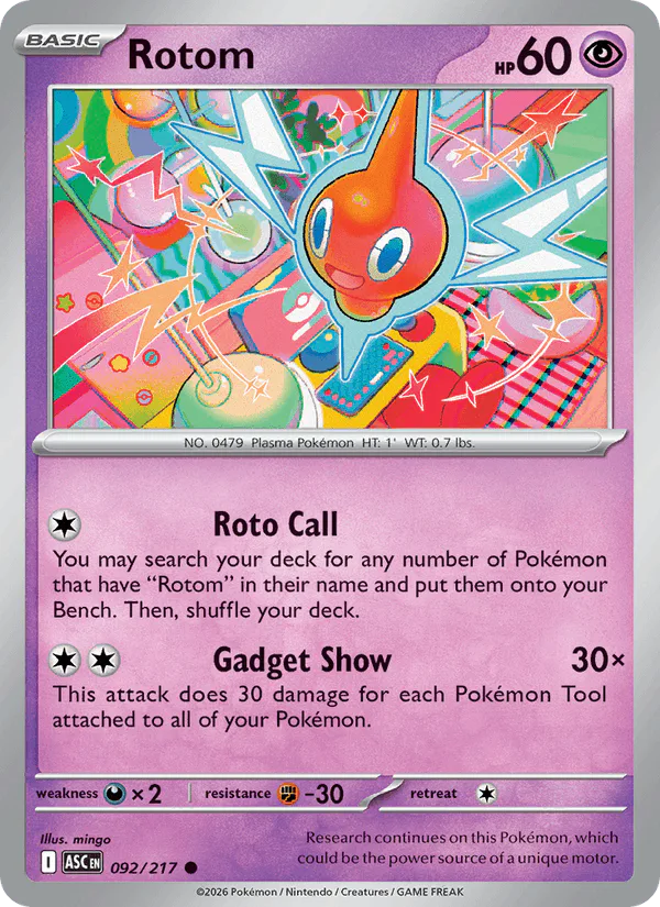 Rotom 092/217 Ascended Heroes Dusk Ball Reverse Holo – NM
