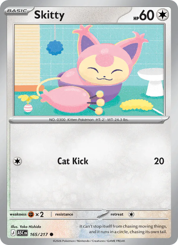 Skitty 165/217 Ascended Heroes Love Ball Reverse Holo – NM