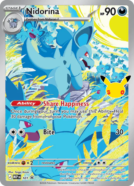 Nidorina MEP 101 ME Black Star Promos 30th Stamp – NM