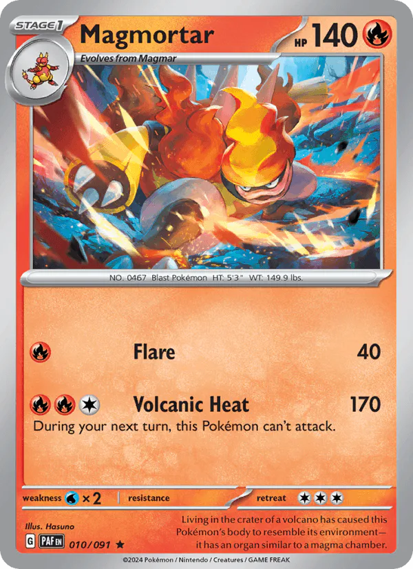 Magmortar 010/091 Paldean Fates Reverse Holo – NM